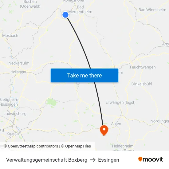 Verwaltungsgemeinschaft Boxberg to Essingen map