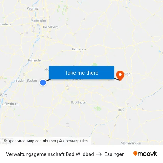 Verwaltungsgemeinschaft Bad Wildbad to Essingen map