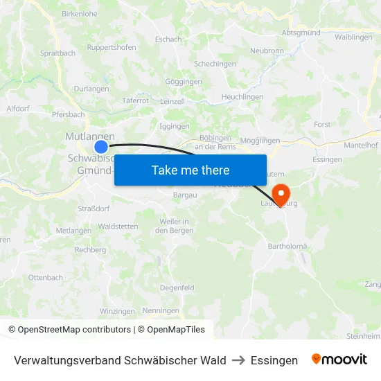 Verwaltungsverband Schwäbischer Wald to Essingen map