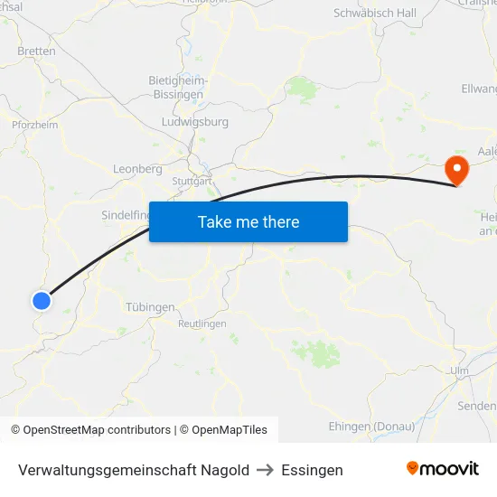 Verwaltungsgemeinschaft Nagold to Essingen map