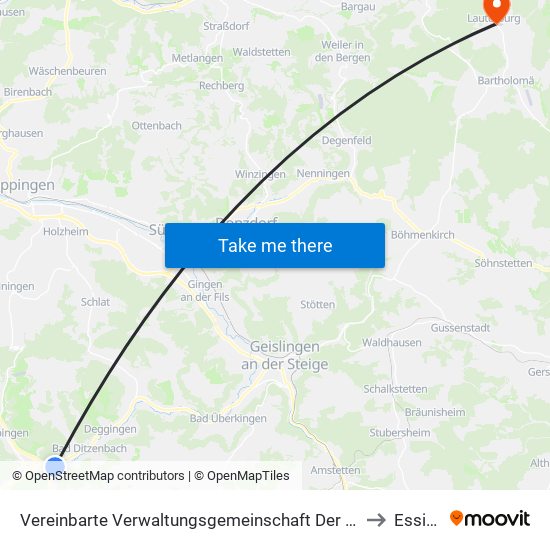 Vereinbarte Verwaltungsgemeinschaft Der Gemeinde Deggingen to Essingen map