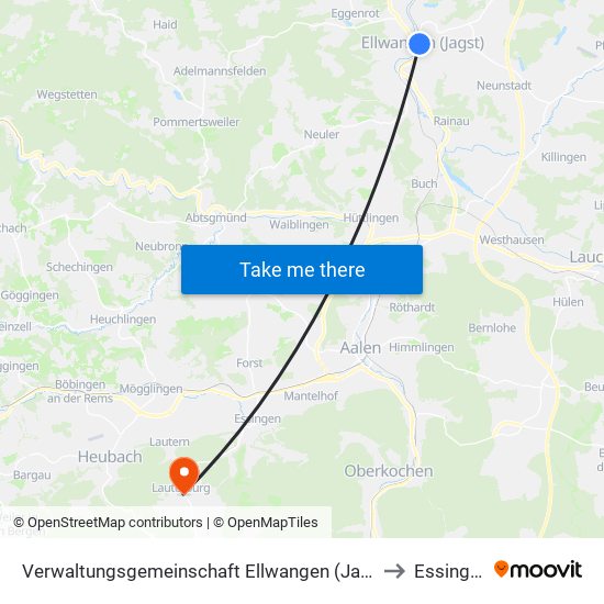 Verwaltungsgemeinschaft Ellwangen (Jagst) to Essingen map