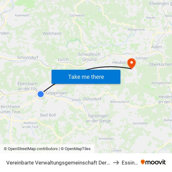 Vereinbarte Verwaltungsgemeinschaft Der Stadt Uhingen to Essingen map