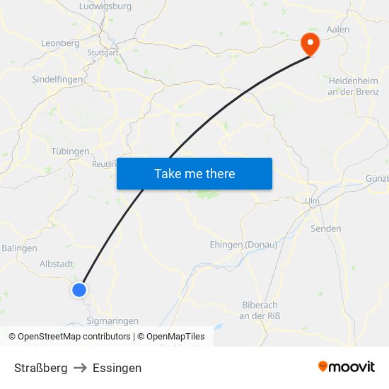 Straßberg to Essingen map