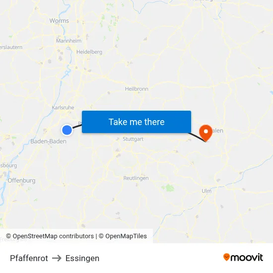 Pfaffenrot to Essingen map