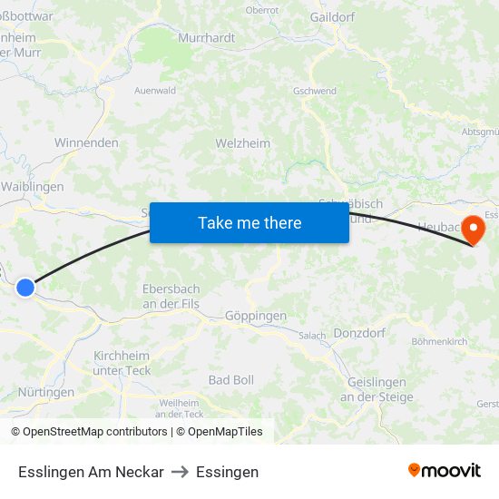 Esslingen Am Neckar to Essingen map