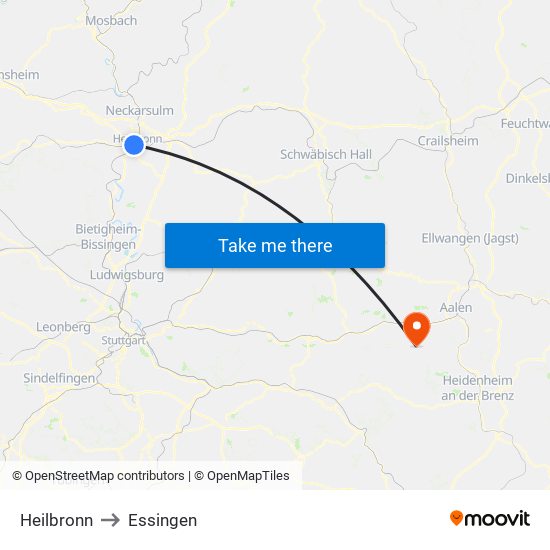 Heilbronn to Essingen map