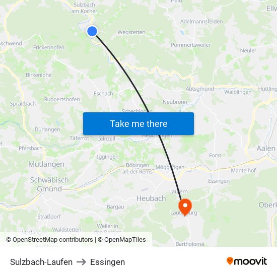 Sulzbach-Laufen to Essingen map