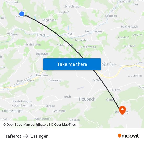 Täferrot to Essingen map