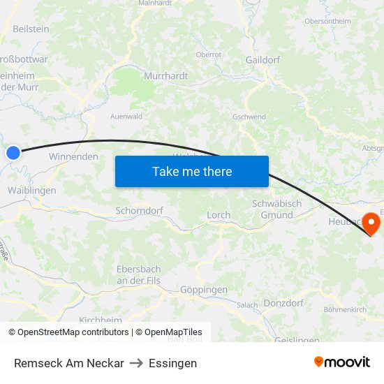 Remseck Am Neckar to Essingen map