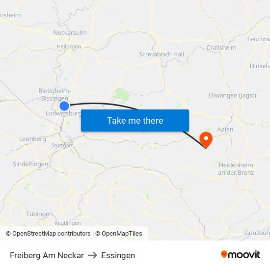 Freiberg Am Neckar to Essingen map