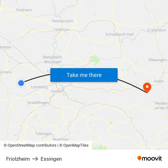 Friolzheim to Essingen map
