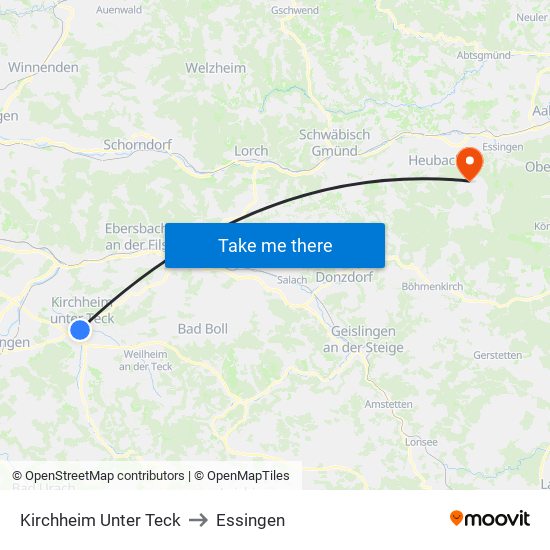 Kirchheim Unter Teck to Essingen map
