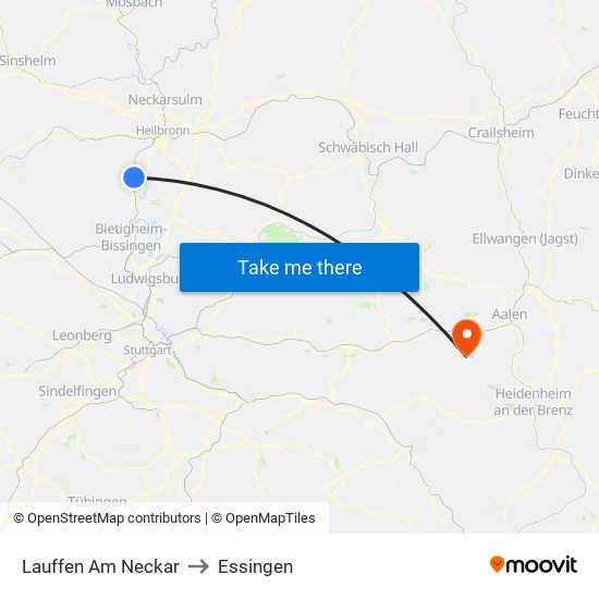 Lauffen Am Neckar to Essingen map