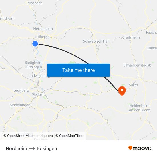 Nordheim to Essingen map