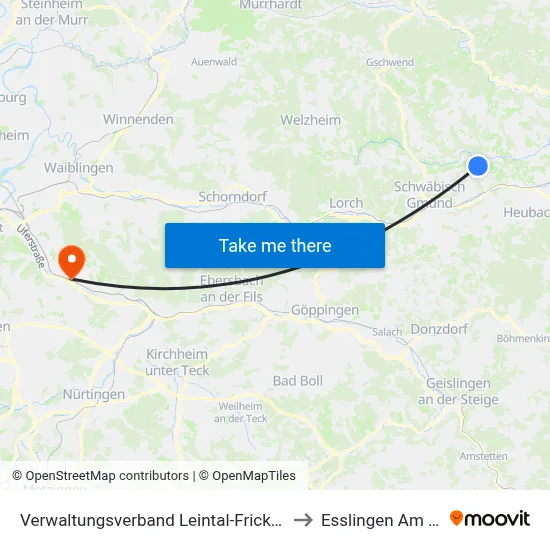 Verwaltungsverband Leintal-Frickenhofer Höhe to Esslingen Am Neckar map