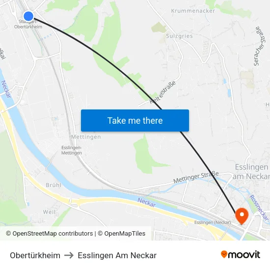 Obertürkheim to Esslingen Am Neckar map