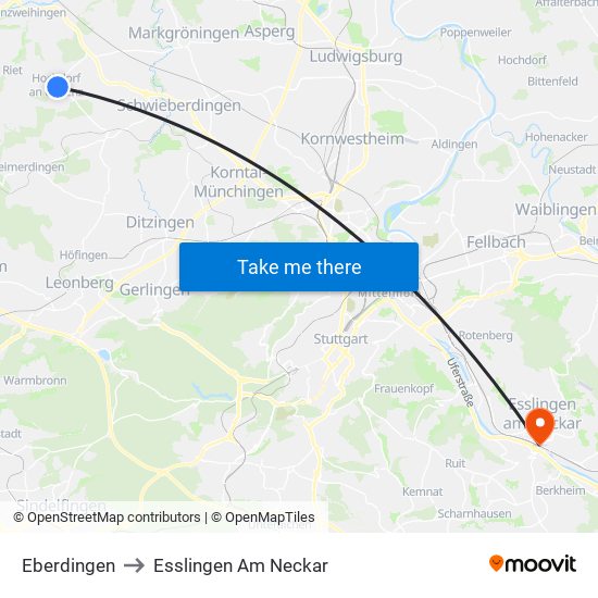 Eberdingen to Esslingen Am Neckar map