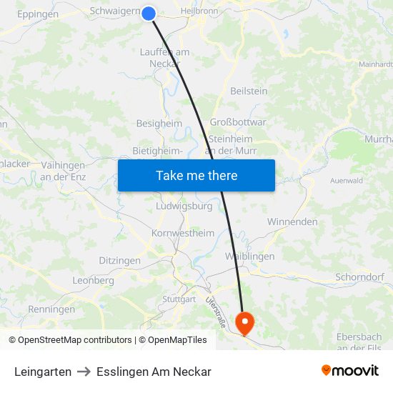 Leingarten to Esslingen Am Neckar map