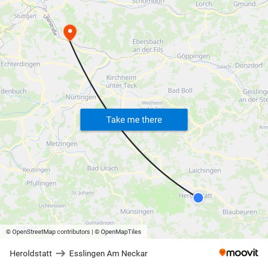 Heroldstatt to Esslingen Am Neckar map