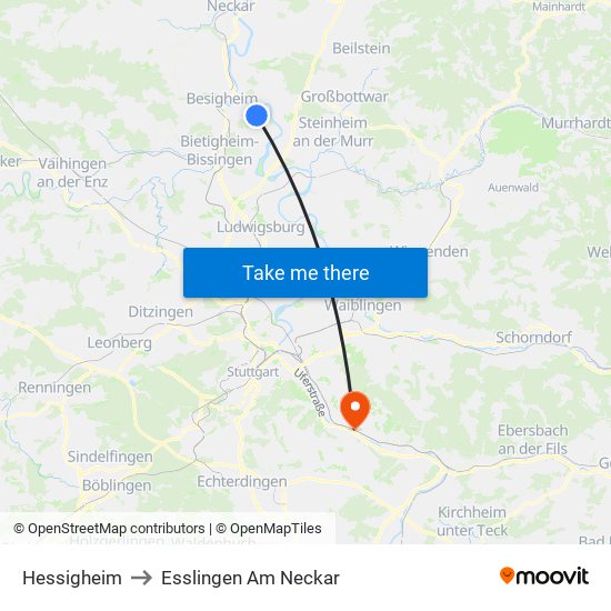 Hessigheim to Esslingen Am Neckar map