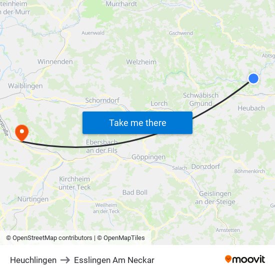 Heuchlingen to Esslingen Am Neckar map