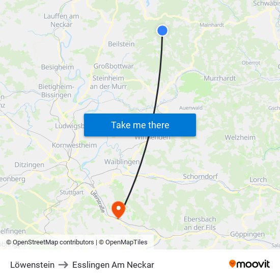 Löwenstein to Esslingen Am Neckar map