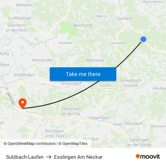 Sulzbach-Laufen to Esslingen Am Neckar map