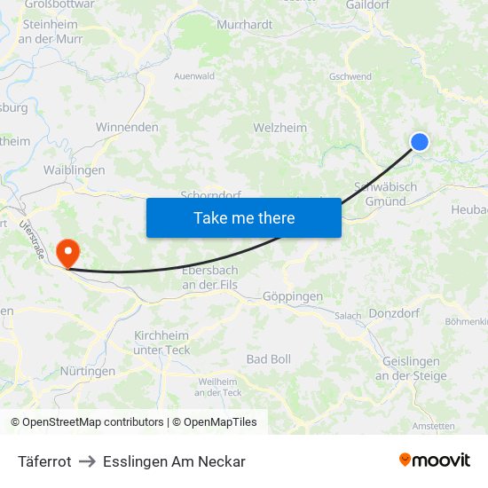 Täferrot to Esslingen Am Neckar map