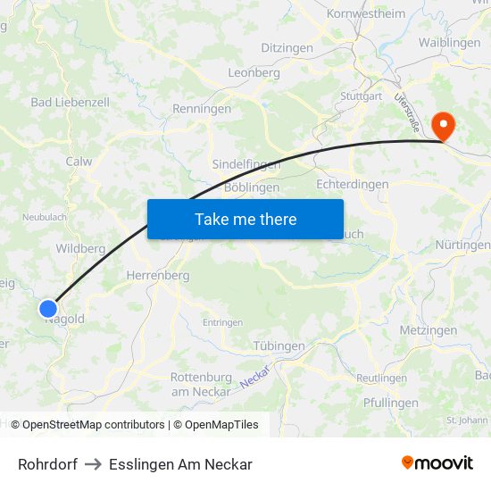 Rohrdorf to Esslingen Am Neckar map