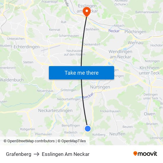 Grafenberg to Esslingen Am Neckar map