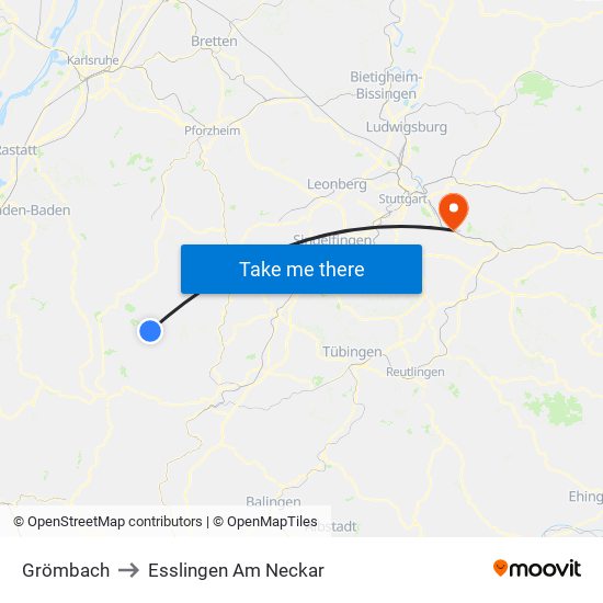 Grömbach to Esslingen Am Neckar map