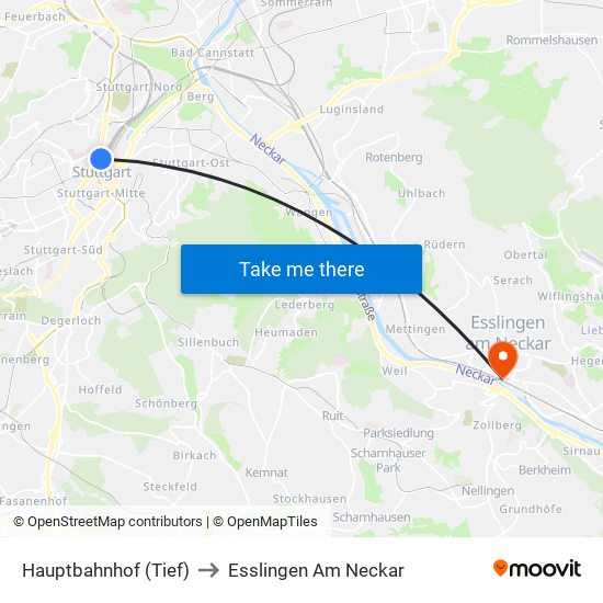 Hauptbahnhof (Tief) to Esslingen Am Neckar map