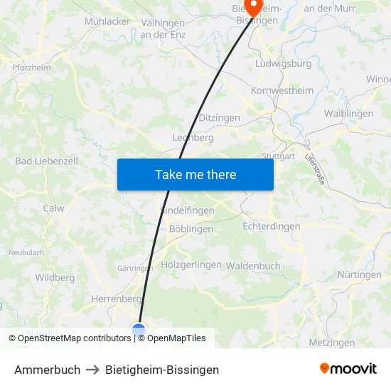 Ammerbuch to Bietigheim-Bissingen map