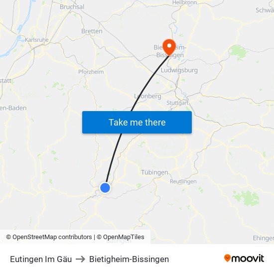 Eutingen Im Gäu to Bietigheim-Bissingen map