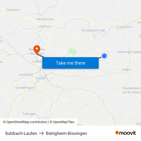 Sulzbach-Laufen to Bietigheim-Bissingen map
