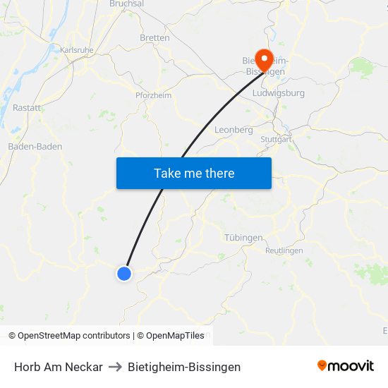 Horb Am Neckar to Bietigheim-Bissingen map