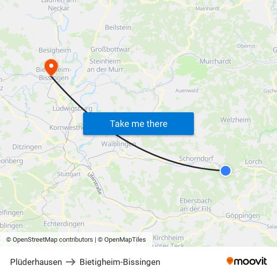 Plüderhausen to Bietigheim-Bissingen map