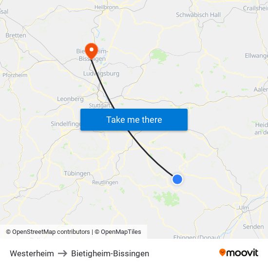 Westerheim to Bietigheim-Bissingen map