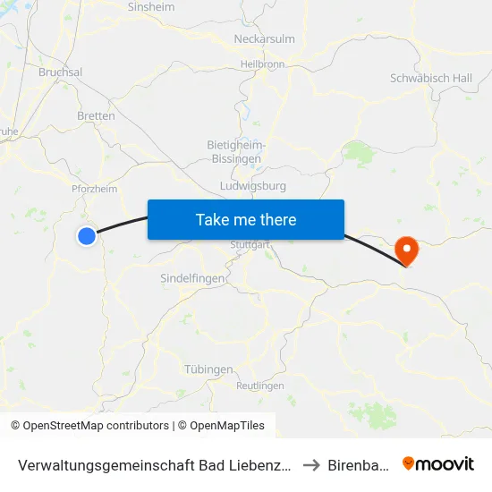 Verwaltungsgemeinschaft Bad Liebenzell to Birenbach map