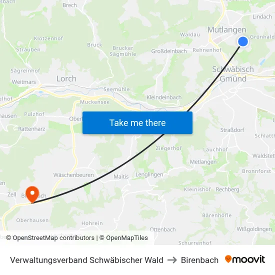 Verwaltungsverband Schwäbischer Wald to Birenbach map