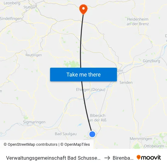 Verwaltungsgemeinschaft Bad Schussenried to Birenbach map
