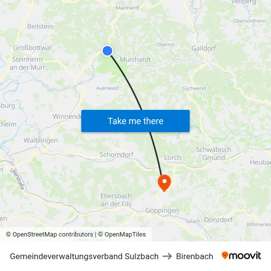 Gemeindeverwaltungsverband Sulzbach to Birenbach map
