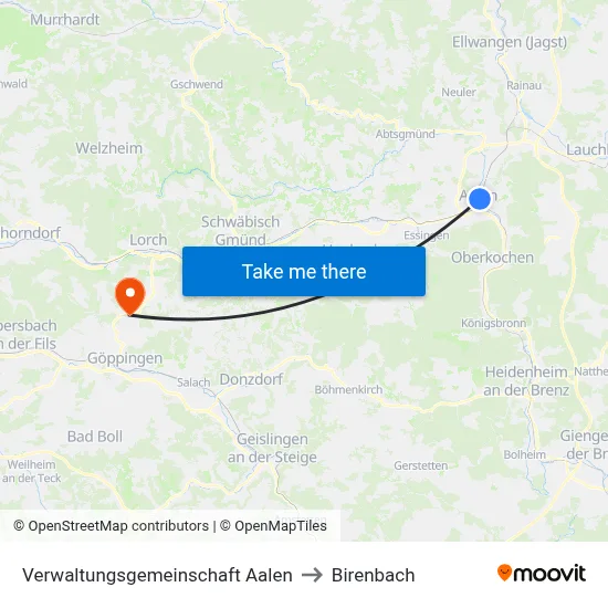 Verwaltungsgemeinschaft Aalen to Birenbach map