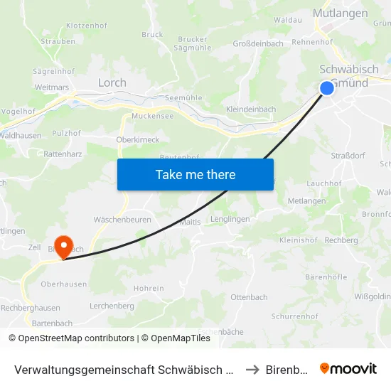 Verwaltungsgemeinschaft Schwäbisch Gmünd to Birenbach map