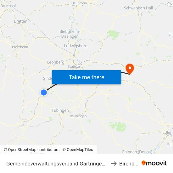 Gemeindeverwaltungsverband Gärtringen/Ehningen to Birenbach map