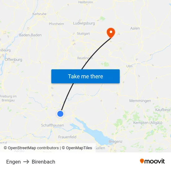 Engen to Birenbach map