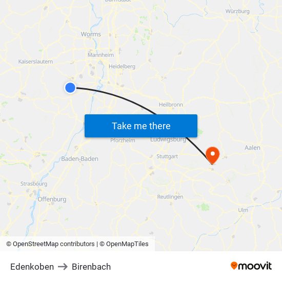 Edenkoben to Birenbach map