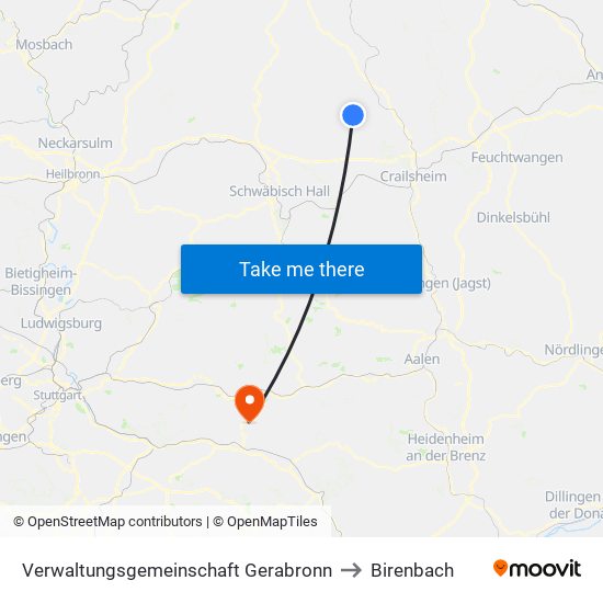 Verwaltungsgemeinschaft Gerabronn to Birenbach map