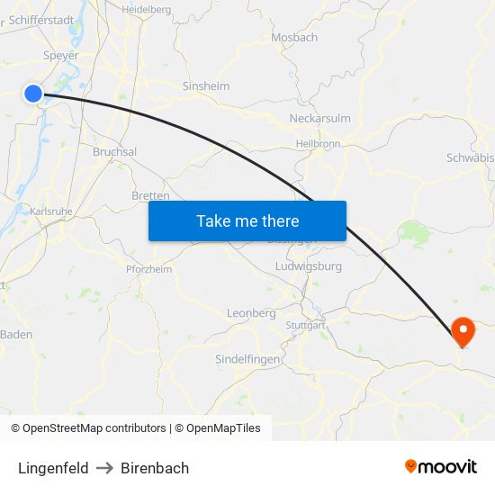Lingenfeld to Birenbach map